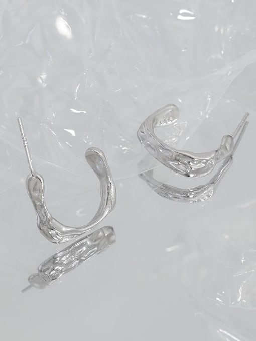 DAKA 925 Sterling Silver Irregular Vintage Stud Earring 1