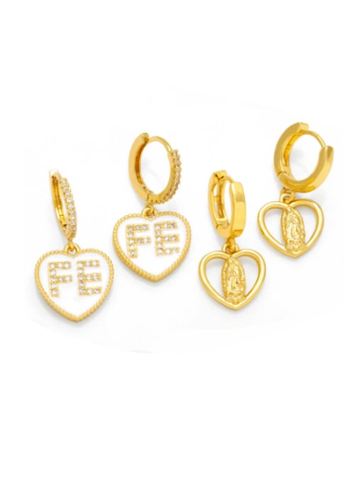 CC Brass Enamel Letter Vintage Huggie Earring 0
