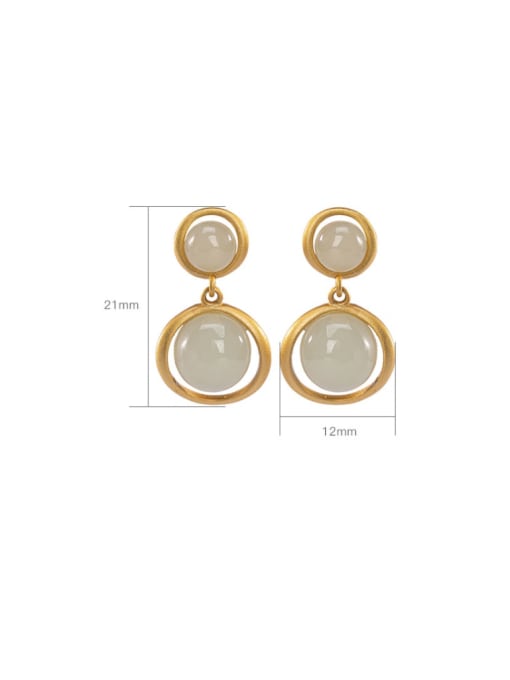 DEER 925 Sterling Silver Jade Geometric Minimalist Drop Earring 2
