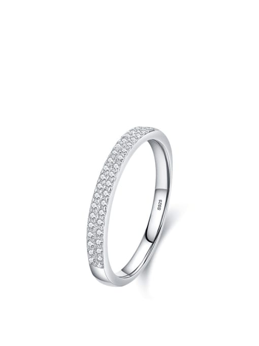 S925 Sterling Silver Ring 925 Sterling Silver Cubic Zirconia Geometric Classic Band Ring