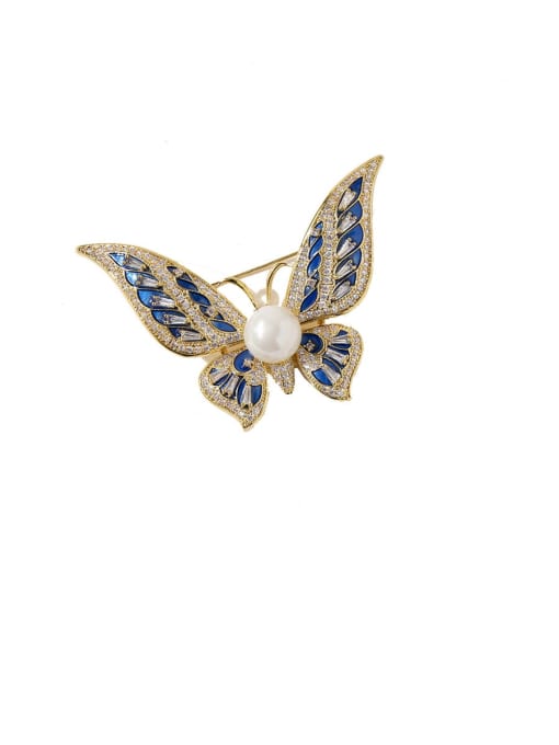 gold Copper Cubic Zirconia White Butterfly Dainty Brooches