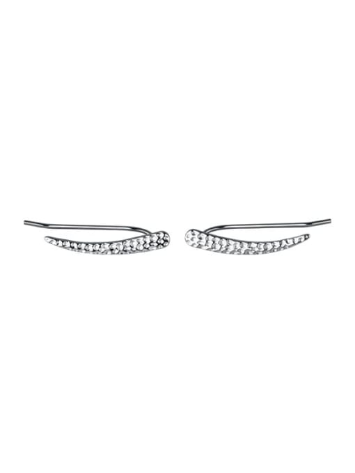 Rosh 925 Sterling Silver Cubic Zirconia Geometric Minimalist Hook Earring 3