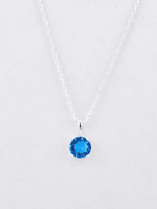 Sea blue zirconium platinum 925 Sterling Silver Cubic Zirconia Geometric Minimalist Necklace