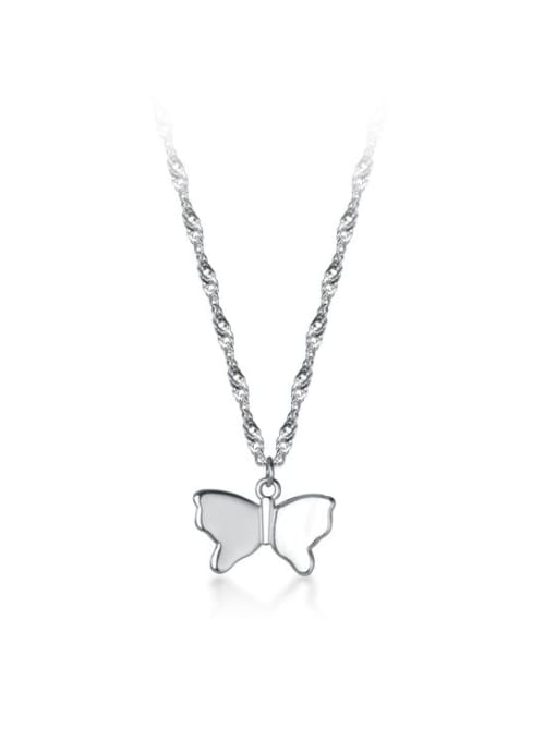 silver 925 Sterling Silver Butterfly Minimalist Necklace