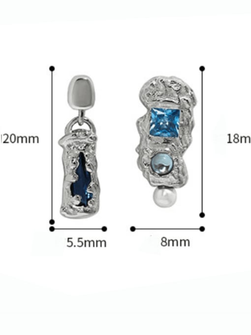 DAKA 925 Sterling Silver Cubic Zirconia Asymmetrical Geometric Minimalist Stud Earring 4