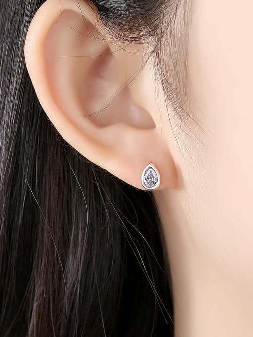 CCUI 925 Sterling Silver Cubic Zirconia Water Drop Minimalist Stud Earring 1