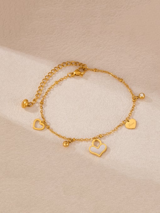 Open Sky Stainless steel Shell Heart Minimalist Link Bracelet 0