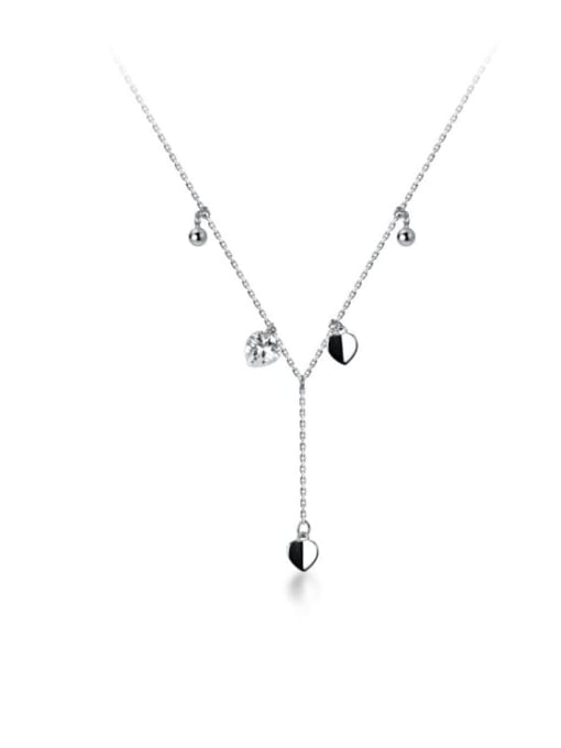 Rosh 925 Sterling Silver Heart Minimalist Tassel Necklace 0