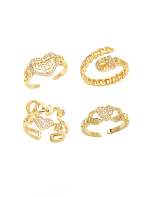 CC Brass Cubic Zirconia Letter Hip Hop Band Ring 0