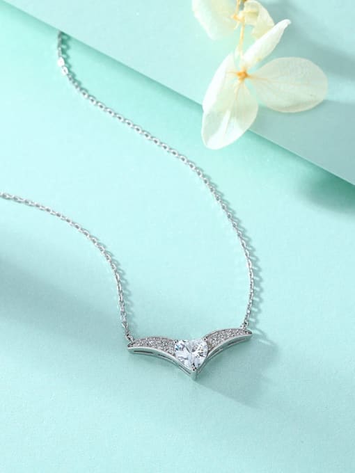 Dan 925 Sterling Silver Birthstone Heart Dainty V Shape Pendant Necklace 1