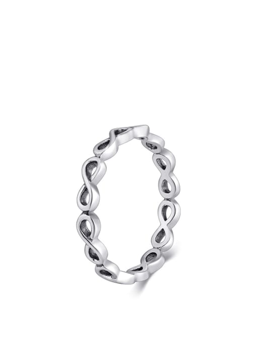 RHR387 925 Sterling Silver Cubic Zirconia Heart Minimalist Band Ring