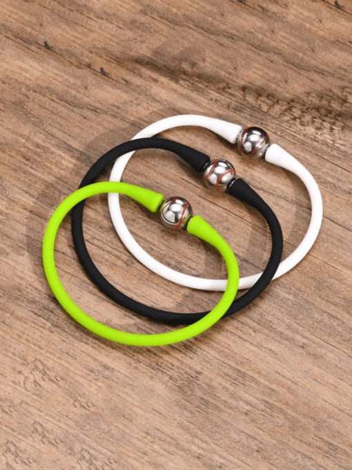 CONG Stainless steel Multi Color Leather Ball Minimalist Bracelet