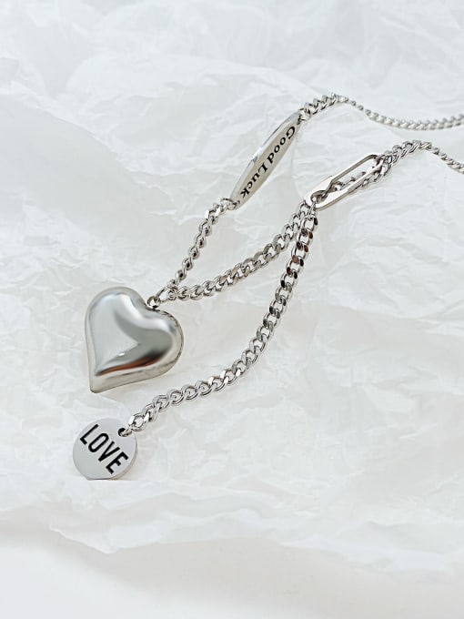 Open Sky Titanium Steel Heart Minimalist Lariat Necklace