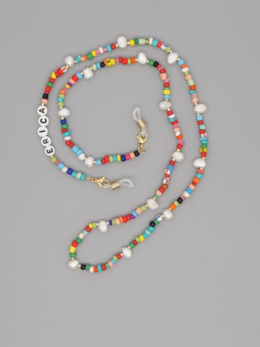 Roxi Stainless steel Imitation Pearl Multi Color Acrylic Letter Bohemia  Hand-woven Necklace 0