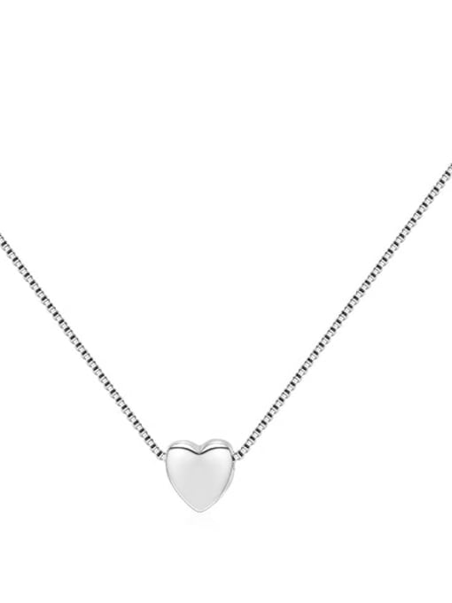 silver 925 Sterling Silver  Minimalist Smotth Heart Pendant Necklace