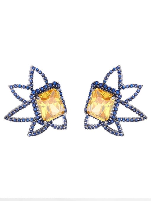 Luxu Brass Cubic Zirconia Hollow Geometric Dainty Stud Earring 3