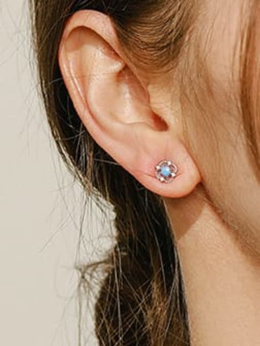 MODN 925 Sterling Silver Opal Square Minimalist Stud Earring 1