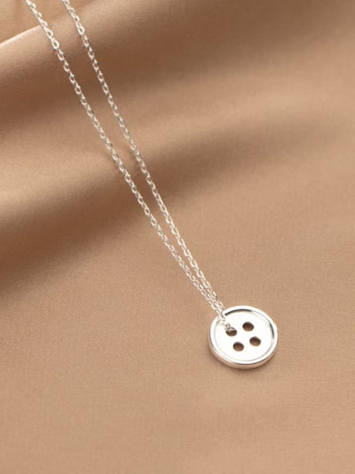 Rosh 925 Sterling Silver Geometric Minimalist button Pendant Necklace 1