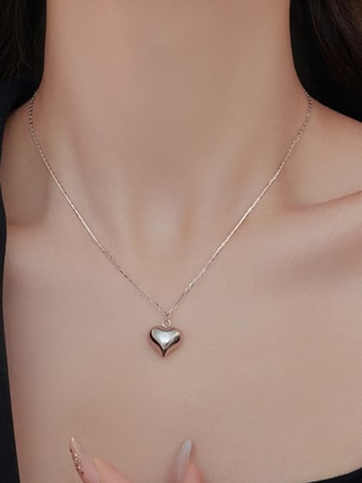 BeiFei Minimalism Silver 925 Sterling Silver Heart Minimalist Necklace 3