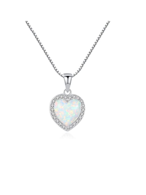 CCUI 925 Sterling Silver Opal Multi Color heart Necklace 0