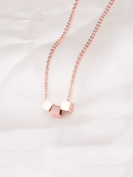 Rose Gold 3 squares Titanium Smooth Square Minimalist Choker Necklace