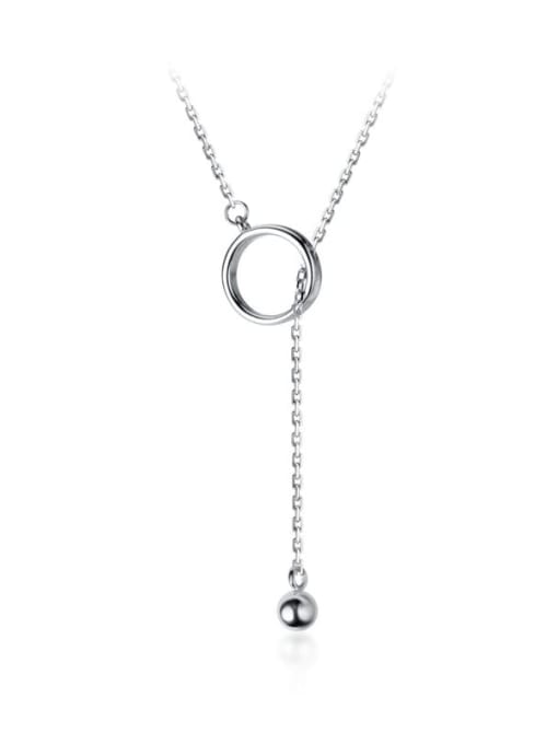 Rosh 925 Sterling Silver Hollow Round Minimalist Tassel  Necklace