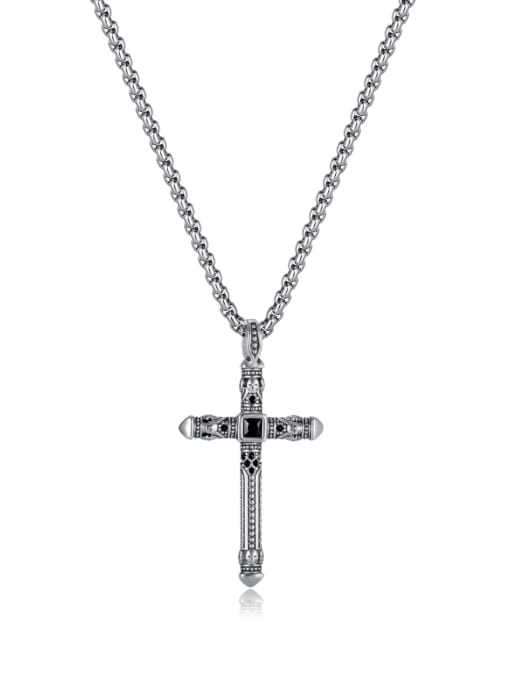 GX2342 Steel  Single Pendant Stainless steel Cross Vintage Regligious Necklace