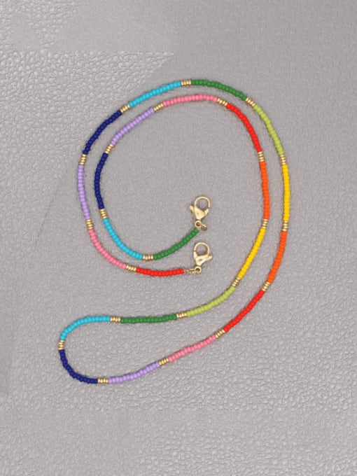 MI N200046A Stainless steel  Miyuki Bead Multi Color Bohemia Hand-woven Necklace