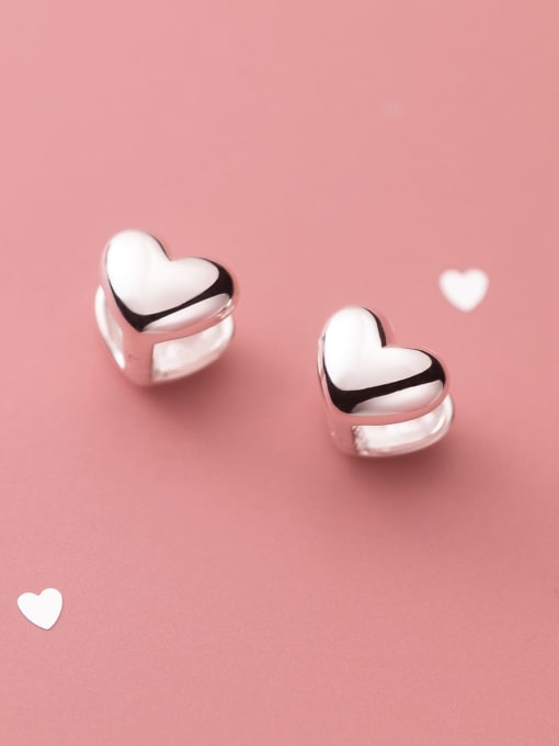 Rosh 925 Sterling Silver Smooth  Heart Minimalist Stud Earring 1