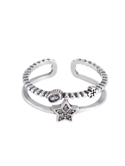 XBOX 925 Sterling Silver Rhinestone Star Vintage Stackable Ring 3