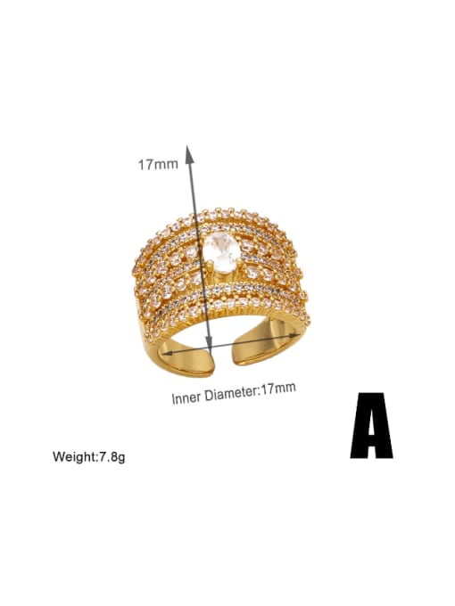 A Brass Cubic Zirconia Geometric Hip Hop Stackable Ring