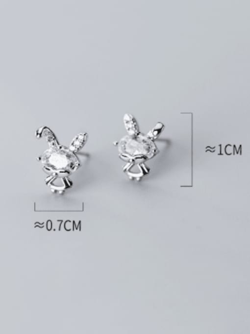 Rosh 925 Sterling Silver Cubic Zirconia Rabbit Minimalist Stud Earring 2