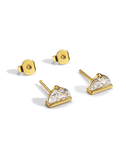 CHARME Brass Cubic Zirconia Geometric Vintage Stud Earring