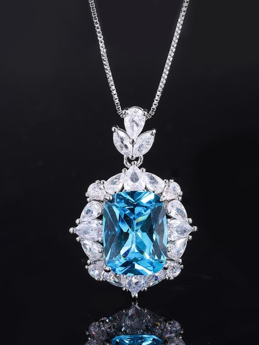 Topa Blue Pendant Brass Glass Stone Luxury Geometric Ring and Pendant Set
