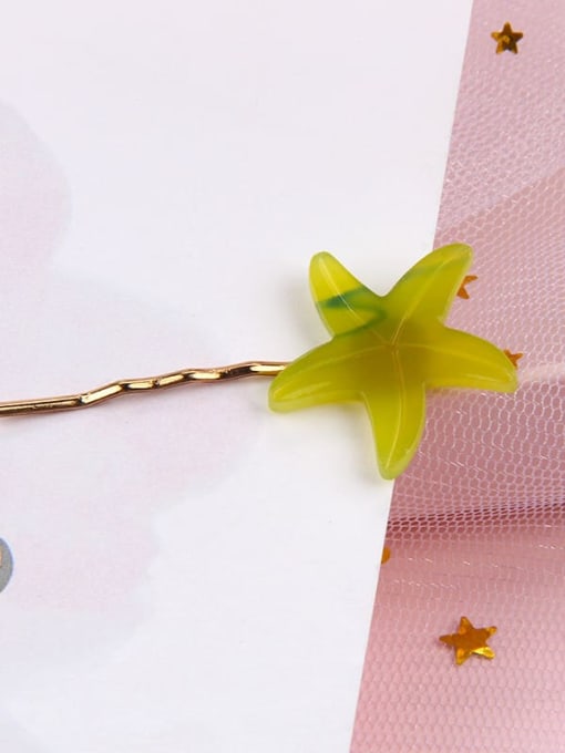 Starfish army green Alloy Cellulose Acetate Minimalist Heart Hair Pin