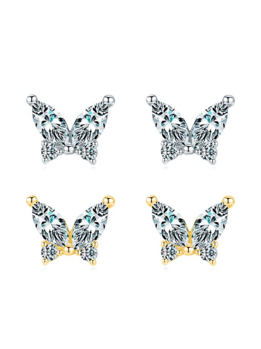 MODN 925 Sterling Silver Cubic Zirconia Butterfly Cute Stud Earring 0