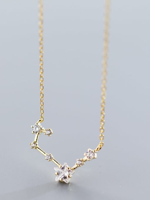 Gold 925 Sterling Silver Cubic Zirconia Star Dainty Necklace
