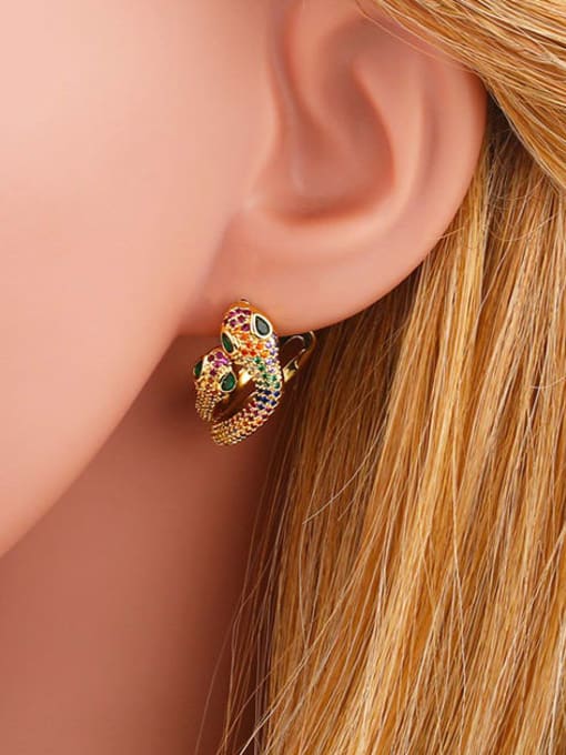 CC Brass Cubic Zirconia Snake Vintage Stud Earring 3
