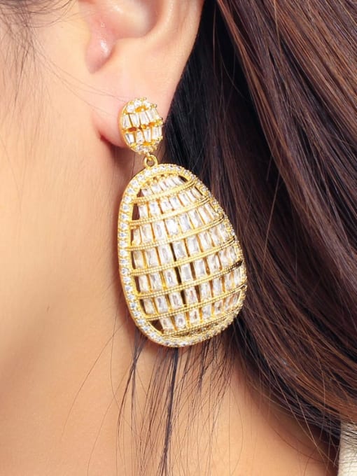 L.WIN Brass Cubic Zirconia Geometric Luxury Drop Earring 1