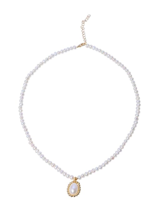 RAIN Brass Freshwater Pearl Round Minimalist Necklace 0