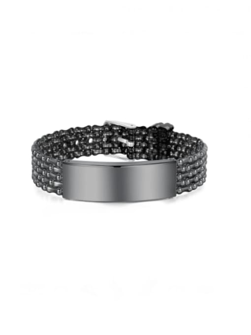 1494 black belt Stainless steel Geometric Vintage Beaded Bracelet