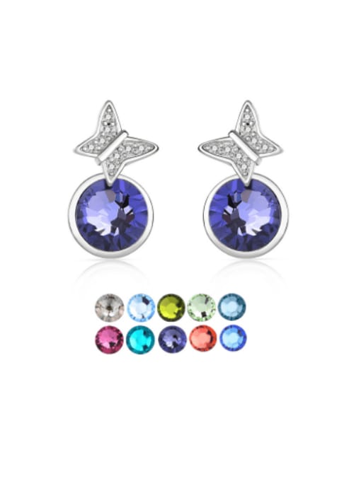 BC-Swarovski Elements 925 Sterling Silver Austrian Crystal Butterfly Classic Stud Earring