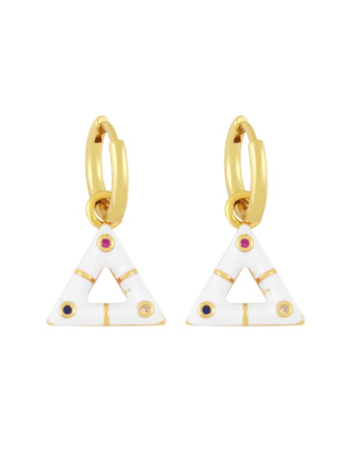 white Brass Enamel Geometric Trend Huggie Earring