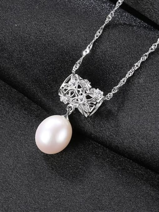 White Platinum 6k03 925 Sterling Silver Freshwater Pearl Fashion irregular pendant  Necklace