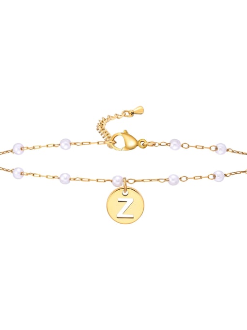 JC 175G Z Stainless steel Imitation Pearl Letter Minimalist Anklet