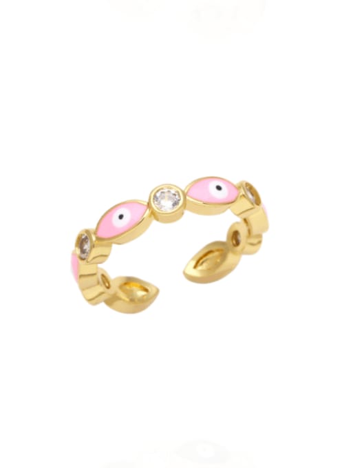 pink Brass Enamel Evil Eye Cute Band Ring