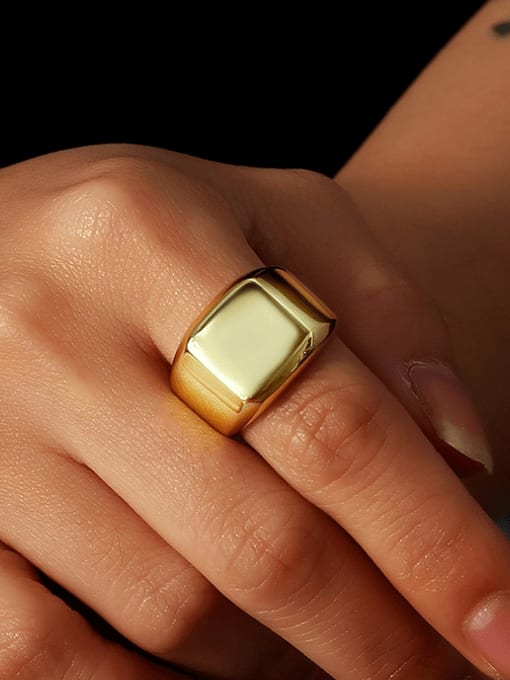 CHARME Brass Square Glossy Minimalist Band Ring 1