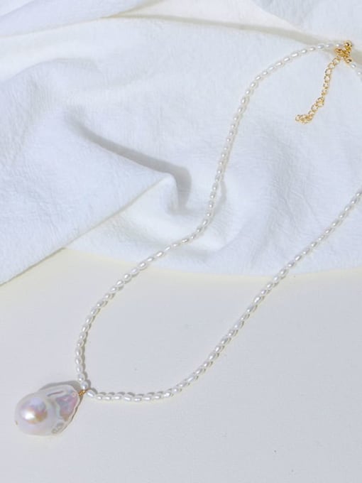 RAIN Brass Freshwater Pearl Irregular Minimalist Necklace 2