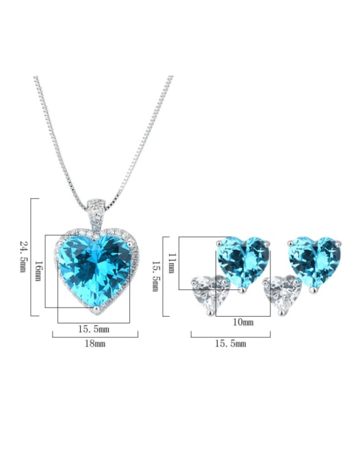 ROSS Brass Cubic Zirconia Luxury Heart Earring and Necklace Set 3