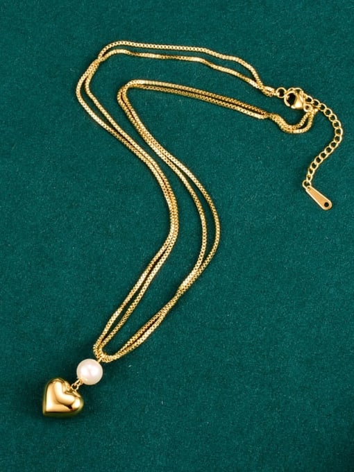 A TEEM Titanium Steel Heart Minimalist Multi Strand Necklace 0